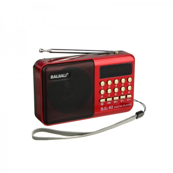 Baijiali BJL-62 Φορητό Ραδιόφωνο Επαναφορτιζόμενο με USB Κόκκινο